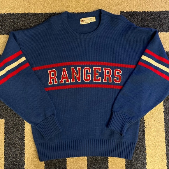 New York Rangers NY RARE VINTAGE  Cliff Engle Sweater Hockey NHL 1980s LARGE - Picture 2 of 9